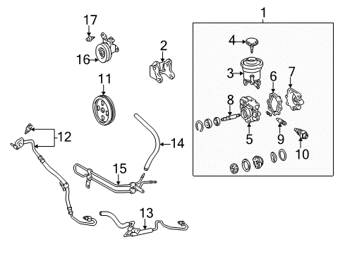 1995 Toyota Tacoma Pump Assy, Vane Diagram for 44320-04041