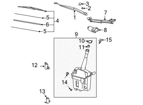 2007 Toyota Matrix Windshield - Wiper & Washer Components Diagram