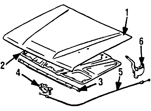 1985 Toyota 4Runner Hood & Components, Body Diagram