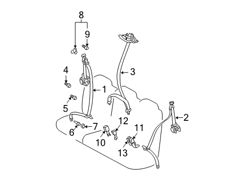 2006 Toyota Sienna Belt Assembly, NO.2 Seat Diagram for 73510-AE013-E0