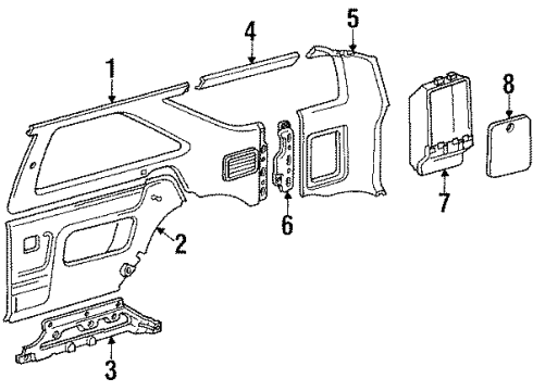 1990 Toyota 4Runner Trim Panel Bracket, Passenger Side Diagram for 62533-89101