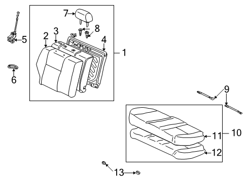 2003 Toyota Corolla Rear Seat Back Cover, Left (For Separate Type) Diagram for 71078-02370-E2