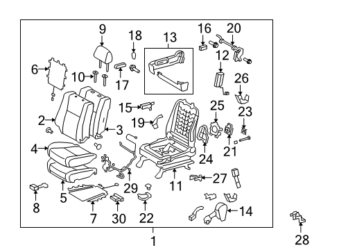 2010 Toyota Sequoia Switch Assy, Power Seat Diagram for 84920-0E020-C0