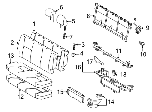 2013 Toyota Prius C Rear Seat Components Diagram 2 - Thumbnail