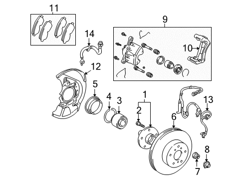 2002 Toyota Avalon Brake Components, Brakes Diagram 1 - Thumbnail