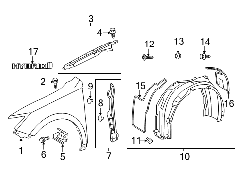 2014 Toyota Camry Fender & Components, Exterior Trim, Body Diagram 2 - Thumbnail