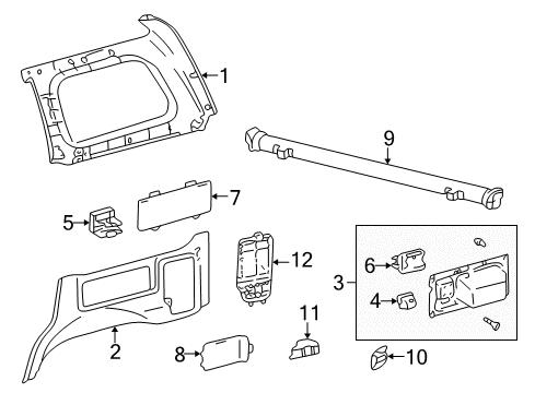 2007 Toyota Land Cruiser Interior Trim - Quarter Panels Diagram