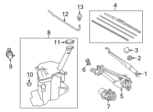 2013 Toyota Prius C Nozzle, Front Washer Diagram for 85381-52430