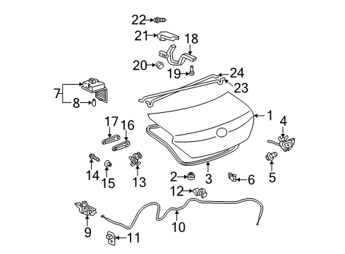 2008 Toyota Solara Lamp Assembly, Luggage Compartment Diagram for 81330-AA010