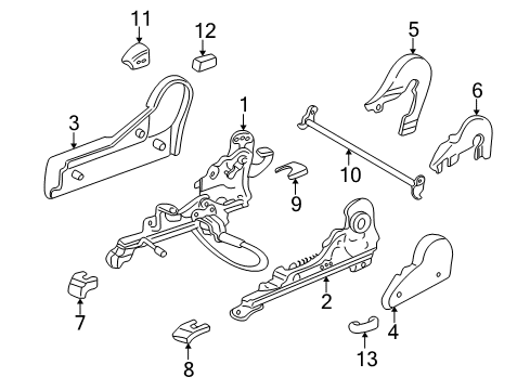 2000 Toyota RAV4 Cover, Seat Track Bracket, Inner Front Diagram for 72127-12010-C0