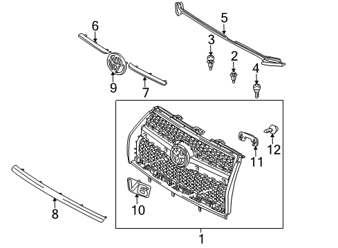 2009 Toyota RAV4 Radiator Grille Sub-Assembly Diagram for 53101-0R060