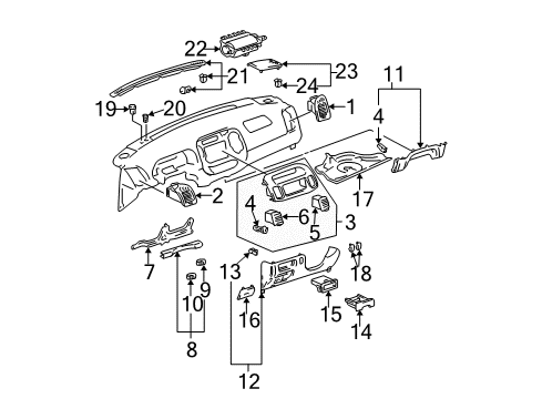 2004 Toyota Camry Register Assy, Instrument Panel Diagram for 55670-33100-B0