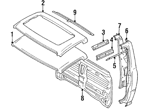 1994 Toyota Pickup Cab Assembly, Glass Diagram 1 - Thumbnail