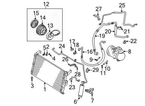 1996 Toyota RAV4 A/C Condenser, Compressor & Lines Diagram