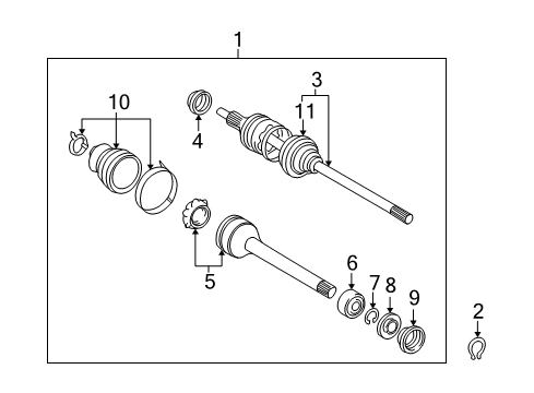 2003 Toyota Sienna Drive Axles - Front Diagram