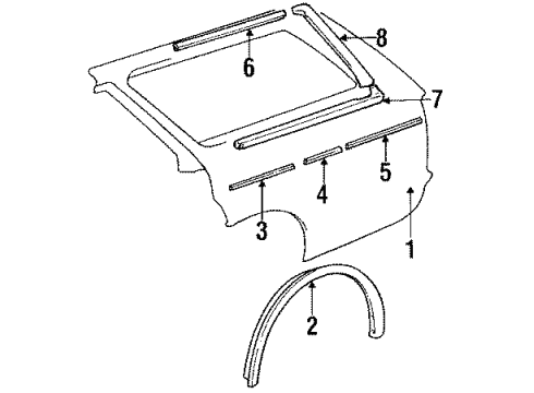 1987 Toyota Cressida Moulding, Quarter, Outside RH Diagram for 75651-22220