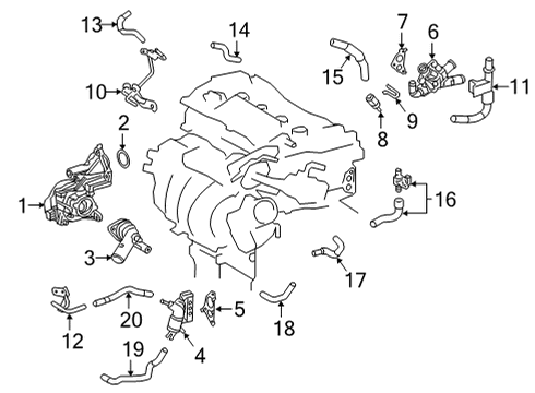 2020 Toyota Highlander Hose Assembly, Water By Diagram for 16260-F0100