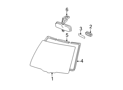 2001 Toyota RAV4 Windshield Glass Diagram