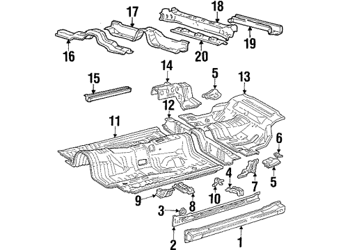 1989 Toyota Supra Pan, Front Floor Diagram for 58111-14061