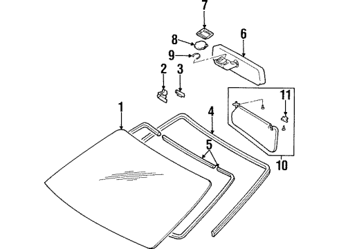 1995 Toyota Supra Visor Assembly, Left Diagram for 74320-14701-C1