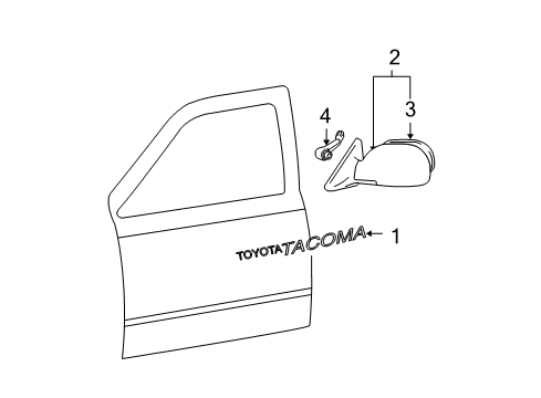 2001 Toyota Tacoma Outside Mirrors, Exterior Trim, Body Diagram