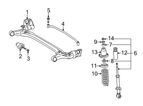 2004 Toyota Matrix Shock Absorber Assembly Rear Right Diagram for 48530-A9530