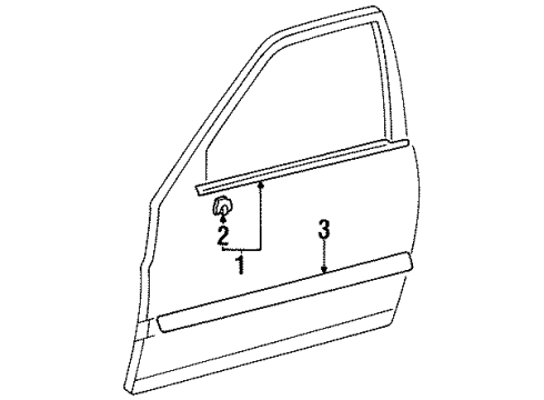 1995 Toyota Tercel Moulding Assy, Front Door Belt, RH Diagram for 75710-16170