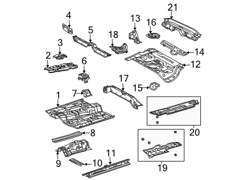 2008 Toyota Prius Pillars, Rocker & Floor - Floor & Rails Diagram