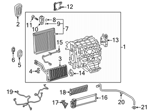 Evaporator Sub-Assembly, Cooler Diagram for 88501-42110