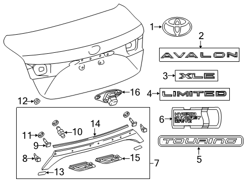 2018 Toyota Avalon Exterior Trim - Trunk Lid Diagram