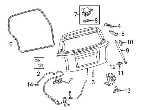 2009 Scion xD Trunk Lid Diagram