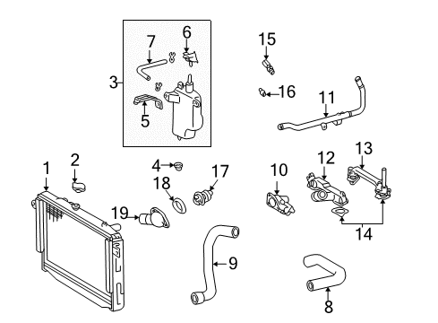 2002 Toyota Sequoia Radiator Assembly Diagram for 16410-YZZAU