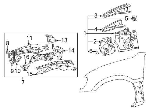 1997 Toyota RAV4 Inner Rail, Passenger Side Diagram for 57111-42010