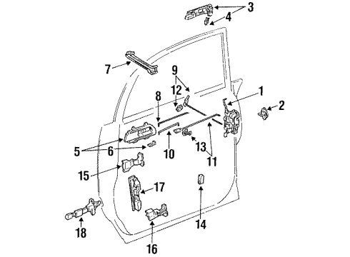 1996 Toyota Previa PROTECTER, Front Door Inside Locking Link, LH Diagram for 69726-95D00