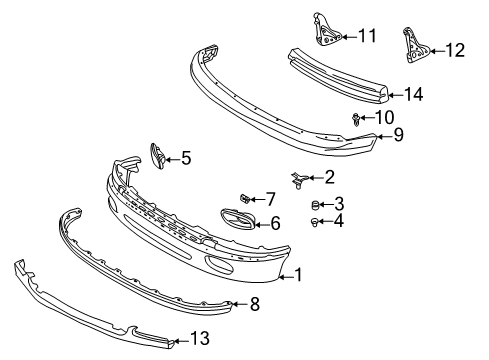 2001 Toyota Tundra Bracket, Front Bumper Side Mounting, LH Diagram for 52146-0C010