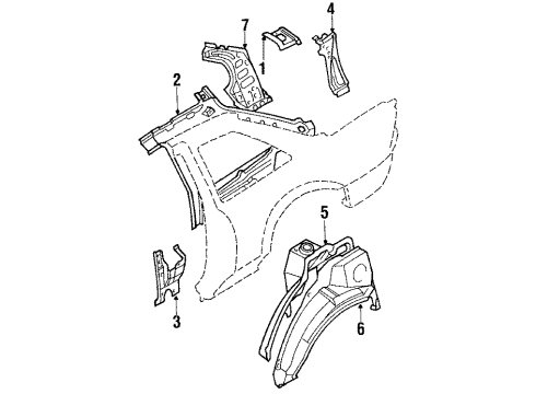 1988 Toyota Corolla Quarter Panel - Inner Components Diagram 1 - Thumbnail