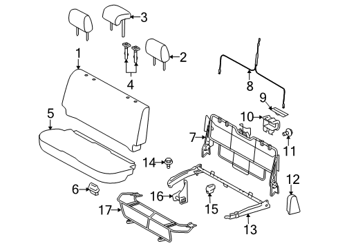 2008 Toyota Yaris Seat Cushion, Rear Diagram for 71601-52E70-C2