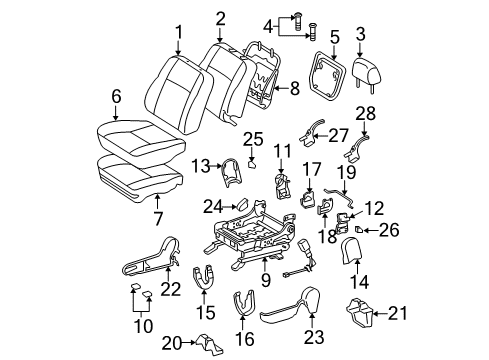 2008 Toyota Matrix Front Seat Components Diagram 3 - Thumbnail