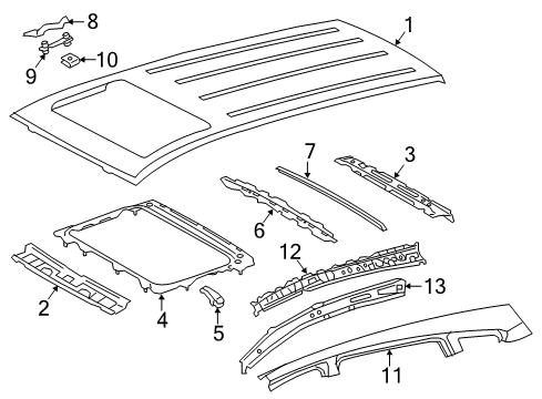 2013 Toyota RAV4 Panel, Roof Diagram for 63111-42240