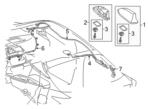 2021 Toyota Prius AWD-e Cover Kit, Antenna O Diagram for 86077-47010-A0