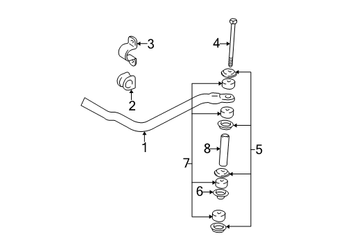 1996 Toyota Tacoma Stabilizer Bar & Components - Front Diagram 2 - Thumbnail