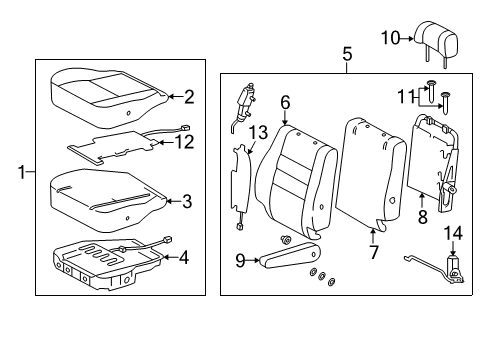 2004 Toyota Tundra Back Assembly, Front Seat Diagram for 71440-0C150-B4