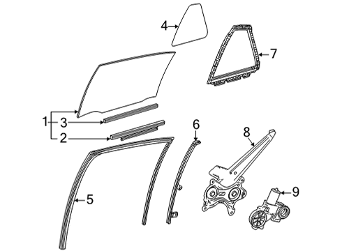 2022 Toyota Mirai Front Door Glass & Hardware Diagram 2 - Thumbnail