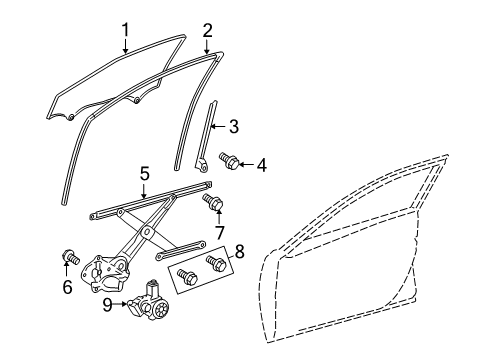 2015 Toyota Venza Run, Front Door Glass Diagram for 68141-0T010