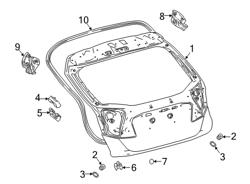 2019 Toyota C-HR Protector, Back Door Diagram for 67894-10010