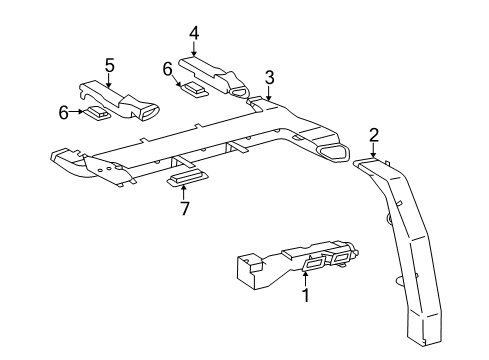 2003 Toyota Land Cruiser Vent Grille, Front Diagram for 88570-60130-A0