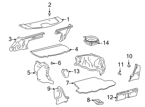 2000 Toyota Corolla Trunk Side Trim, Inner Driver Side Diagram for 64722-02040-C0