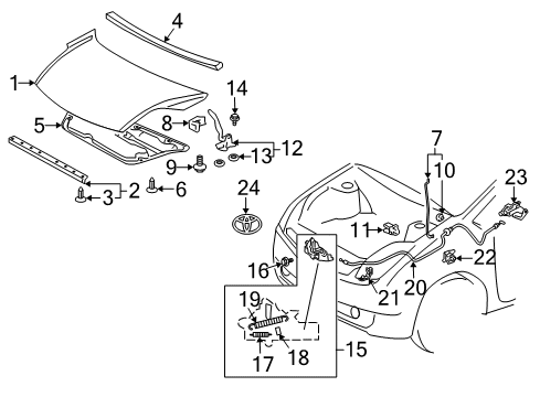 2005 Toyota Prius Hood Sub-Assembly Diagram for 53301-47040