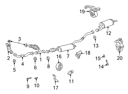 2003 Toyota Highlander Support, Exhaust Pipe Diagram for 17565-55050