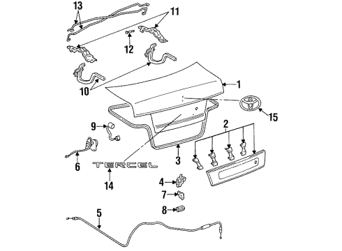 1992 Toyota Tercel Retainer, Luggage Compartment Lock Cylinder Diagram for 69561-12170